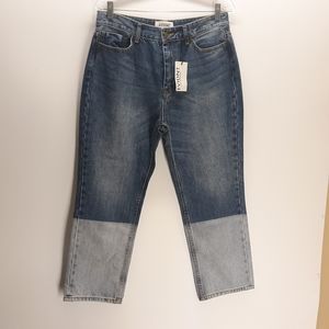 Evidnt Womens Size 30 Malibu Crop Blue Dip Dyed Two Tone Cropped Jeans NEW